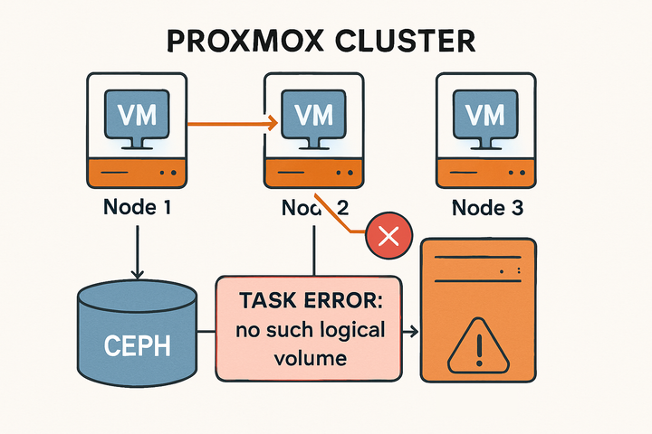 Proxmox HA failover failed - "TASK ERROR: no such logical volume"